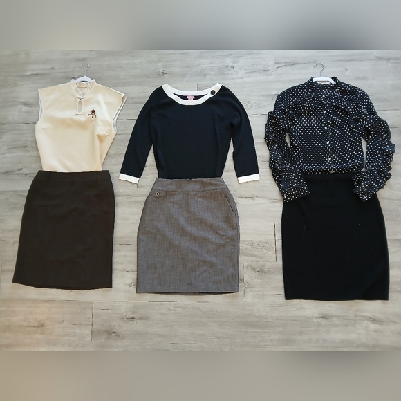 Calvin Klein Dresses & Skirts - Lot X 6 Office Work Pencil Skirts Blouses Button Up Shirt Knit Top Bundle Set
